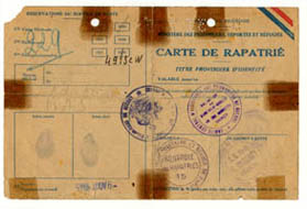 Carte de rapatrié recto