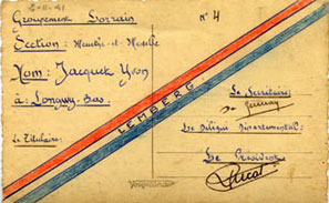 Verso de la carte du groupement Lorrain section Meurthe et Moselle.